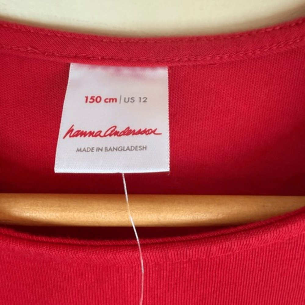 NWOT Hanna Andersson Girls Red‎ Pullover Pocket Dress Decal Size 150CM or US 12 - Picture 3 of 5